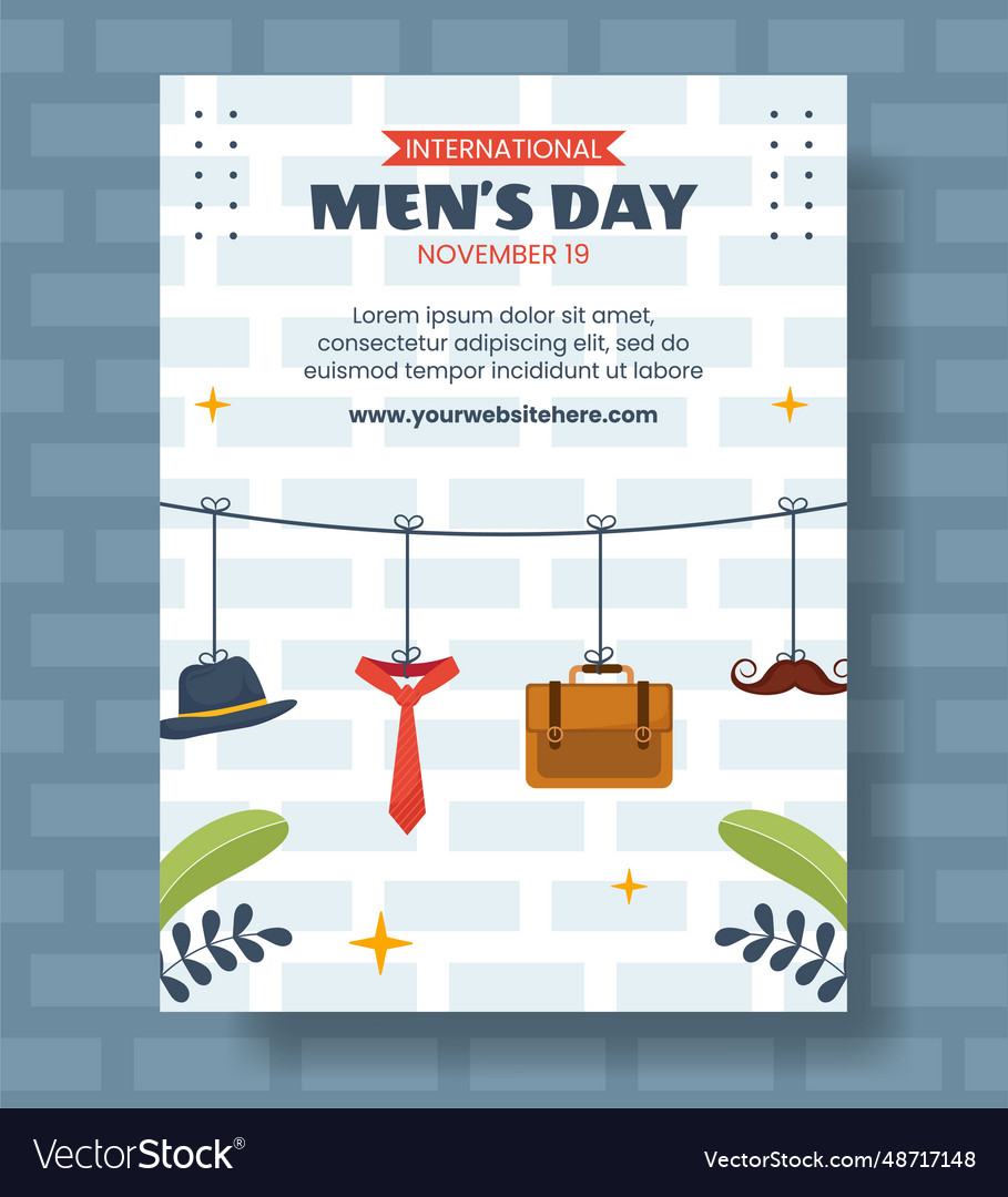 Mens day vertical poster flat cartoon hand drawn