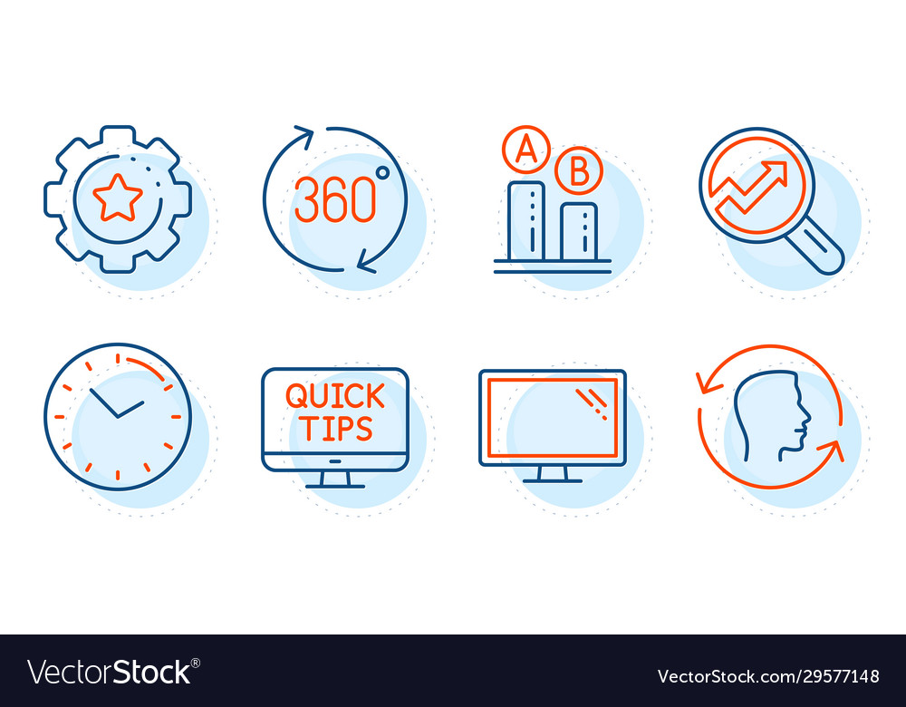 Monitor time and web tutorials icons set 360