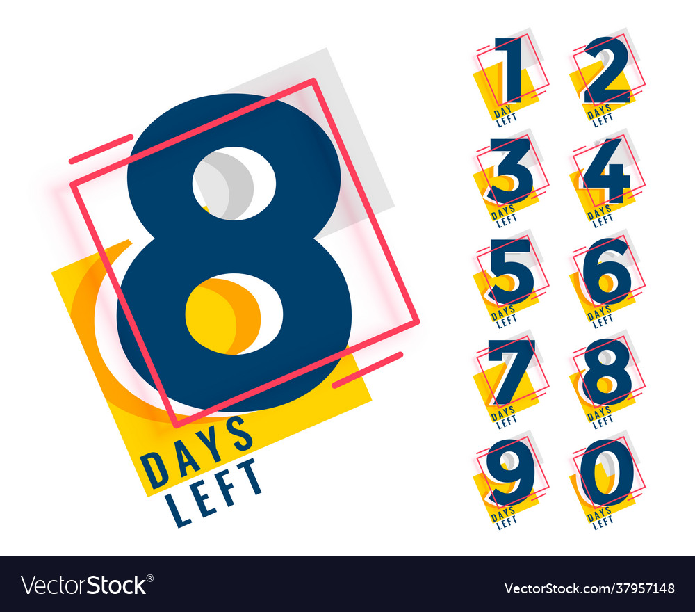 Number Days Left Counter In Memphis Style Vector Image