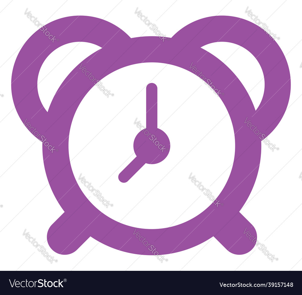 Purple alarm clock icon on white background