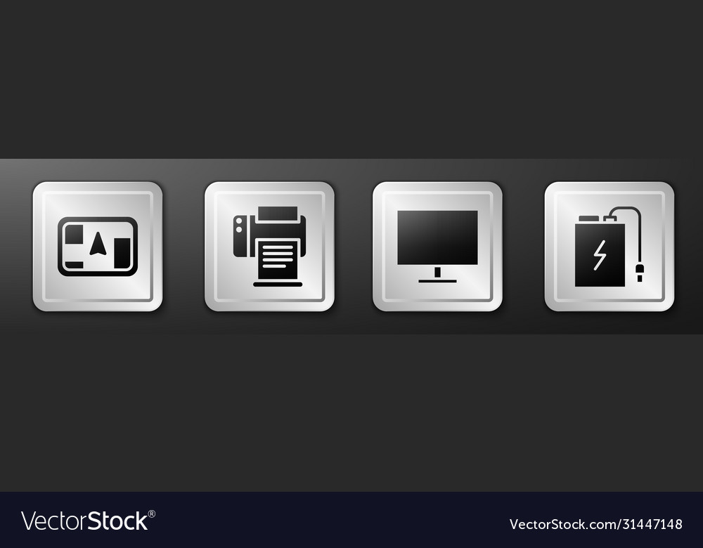 Set gps device with map printer computer monitor vector image Set gps device with map printer computer monitor