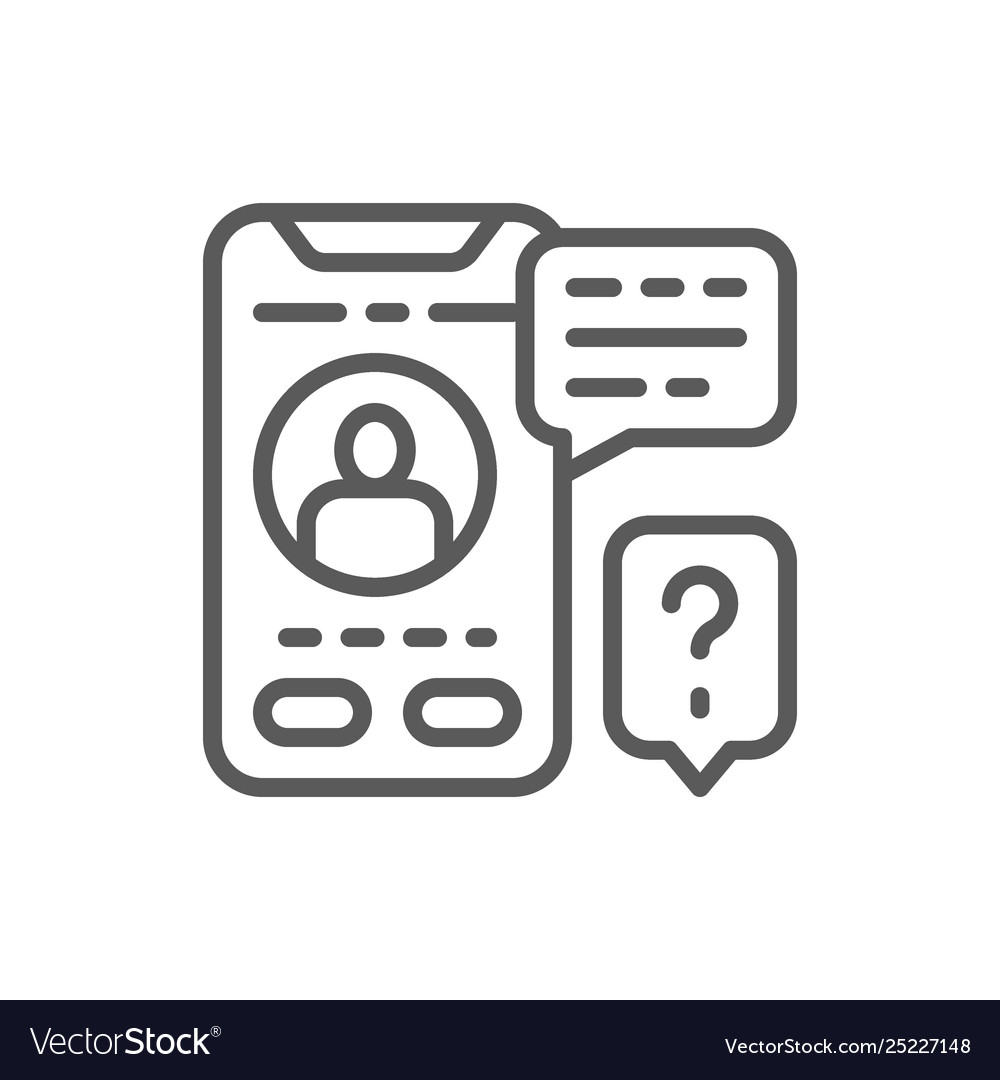 Smartphone display with messages line icon vector image Smartphone display with messages line icon