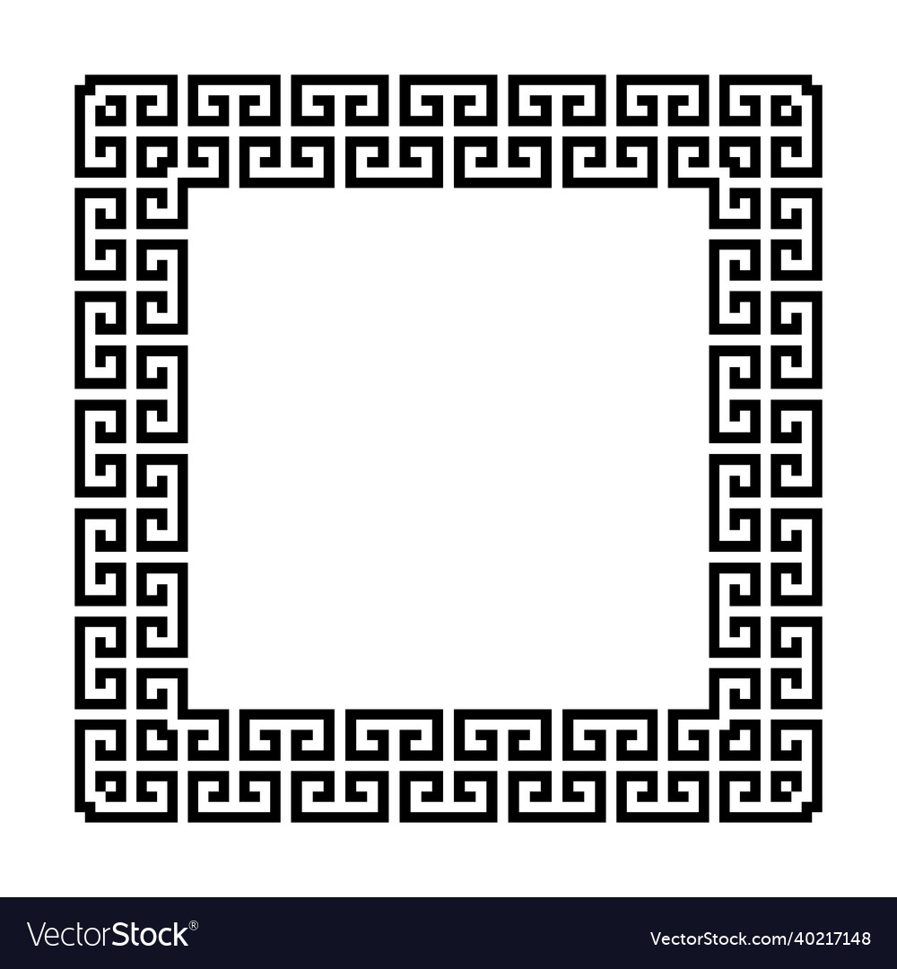 Square frame of simple greek pattern vector image Square frame of simple greek pattern
