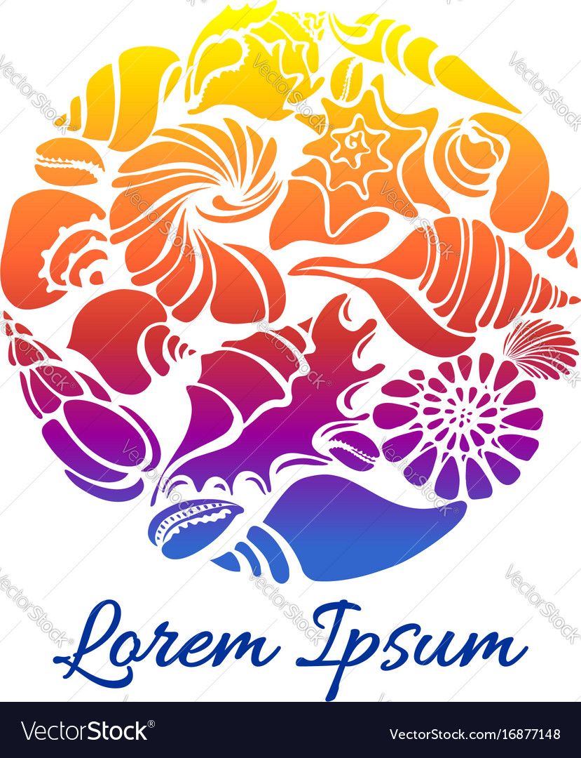 Template seashells circle