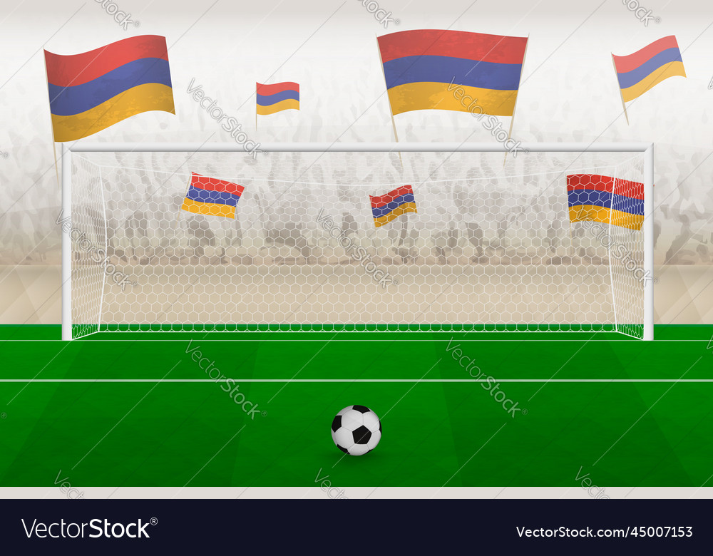 Armenia football team fans with flags of Vector Image