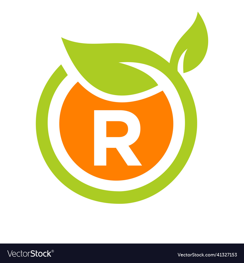 Eco logo design letter r leaf icon