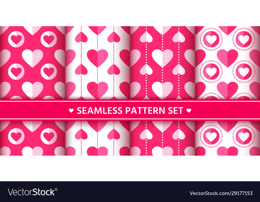 Heart seamless pattern set love valentine romantic