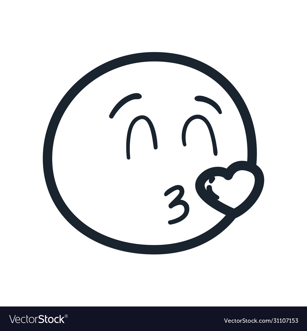 Kiss emoji face line style icon design