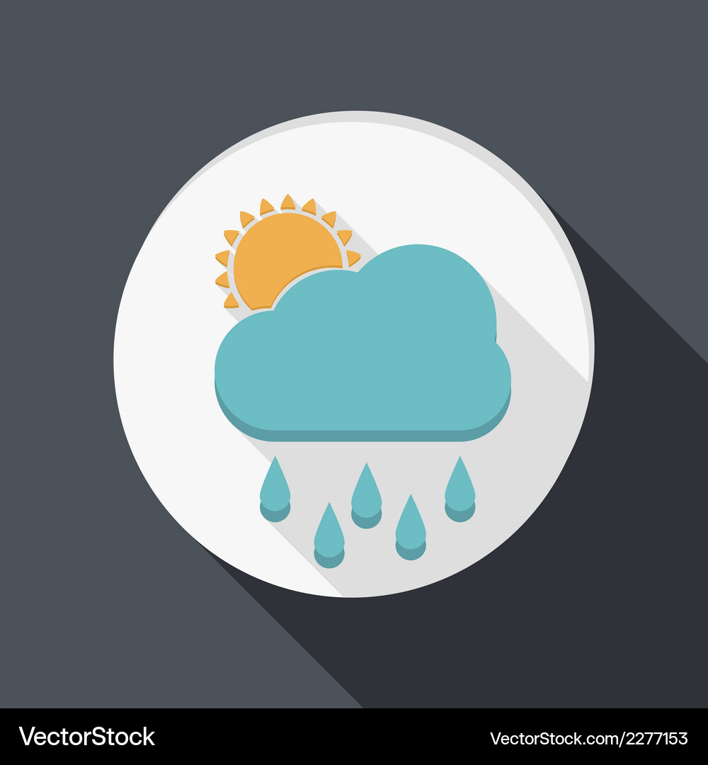 Paper flat icon cloud rain Royalty Free Vector Image