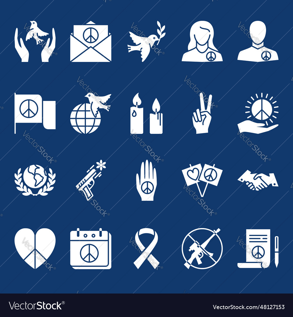 Peace and pacifism glyph icon set