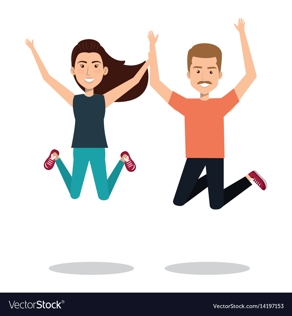 People celebrating with a leap Royalty Free Vector Image