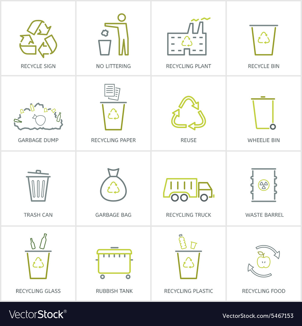 Recycling Müll-Icons Set