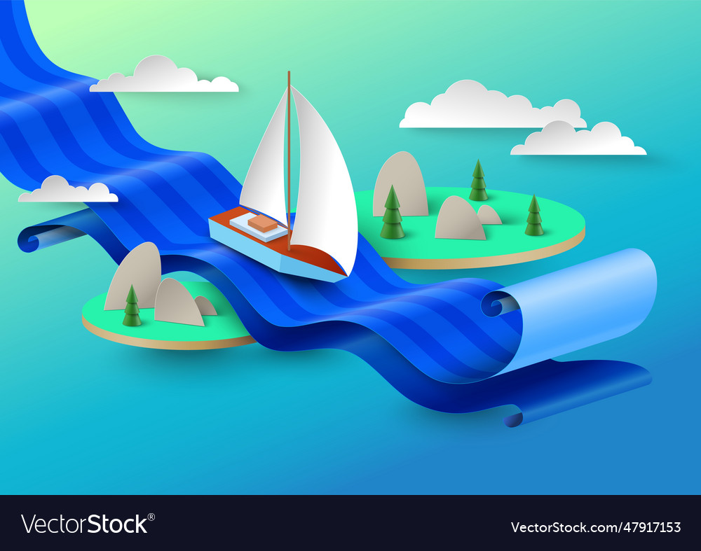 Sea voyage on sailboat vector image Sea voyage on sailboat