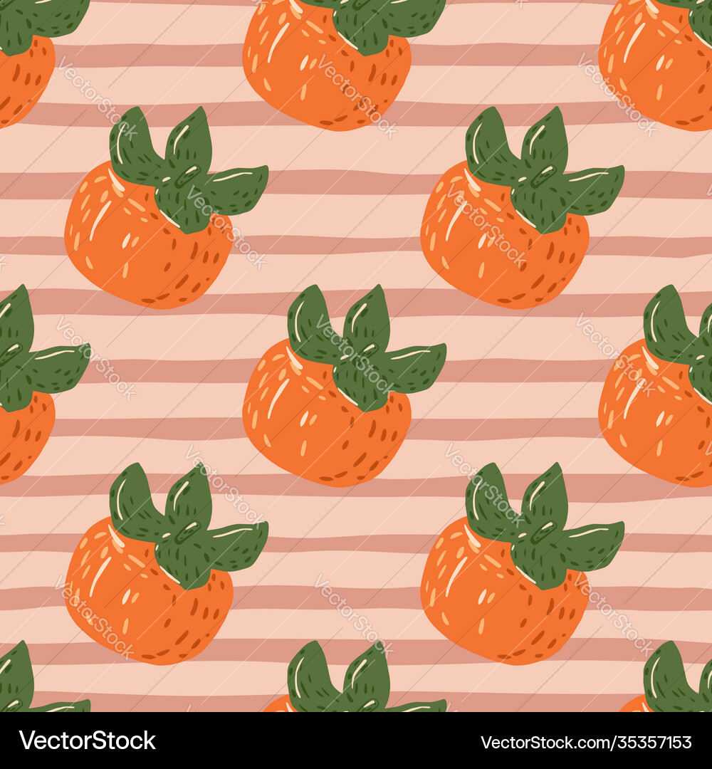 Seamless cartoon pattern with persimmons simple Vector Image