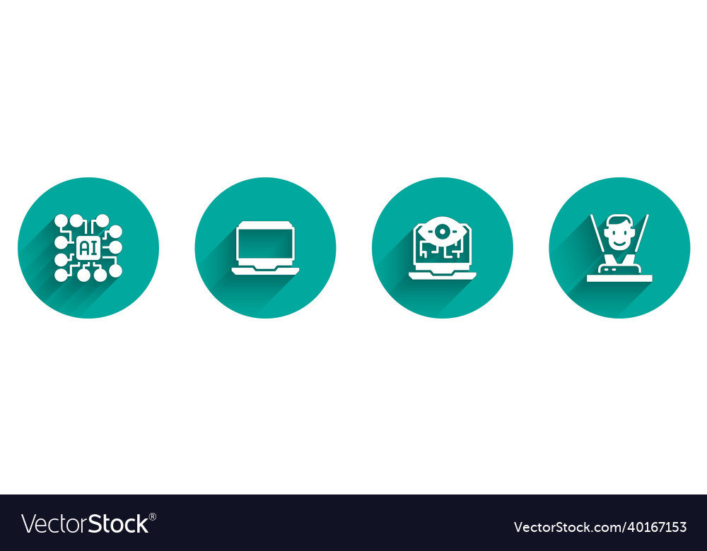 Set neural network laptop computer vision vector image Set neural network laptop computer vision