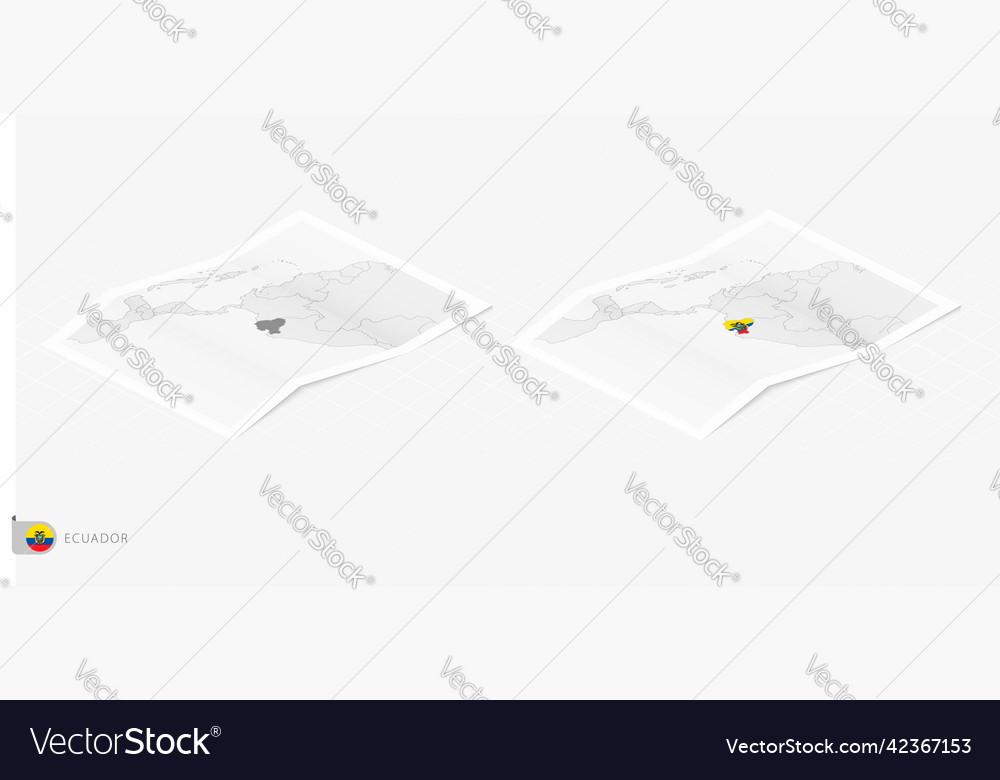 Set of two realistic map ecuador with shadow