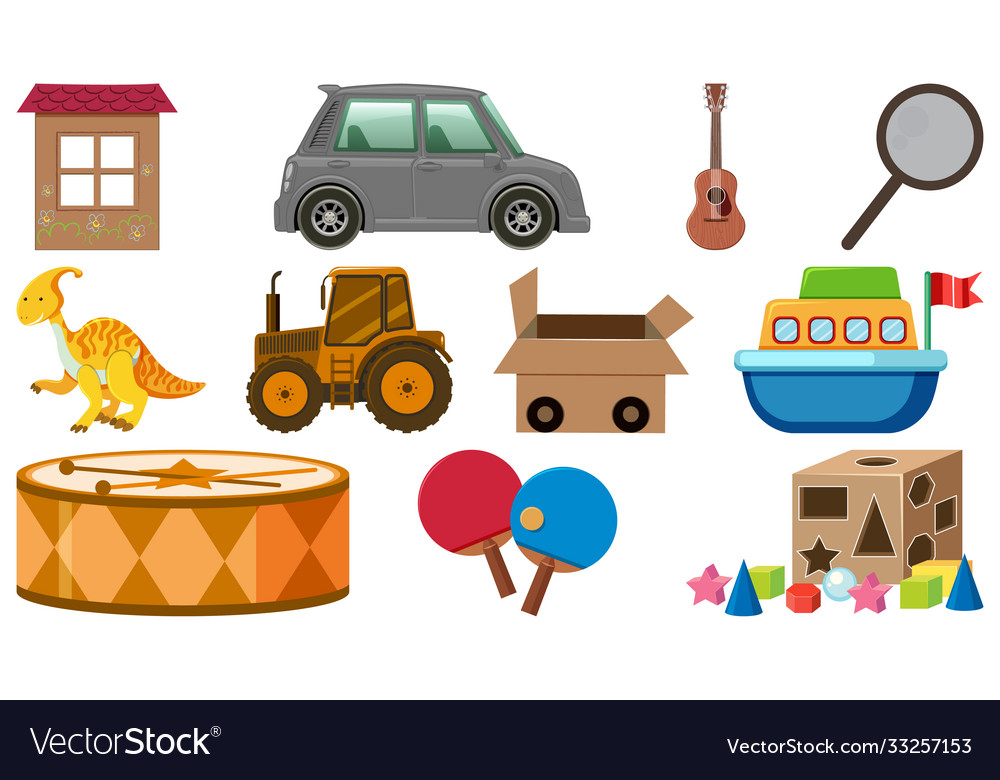 Set various objects cartoon