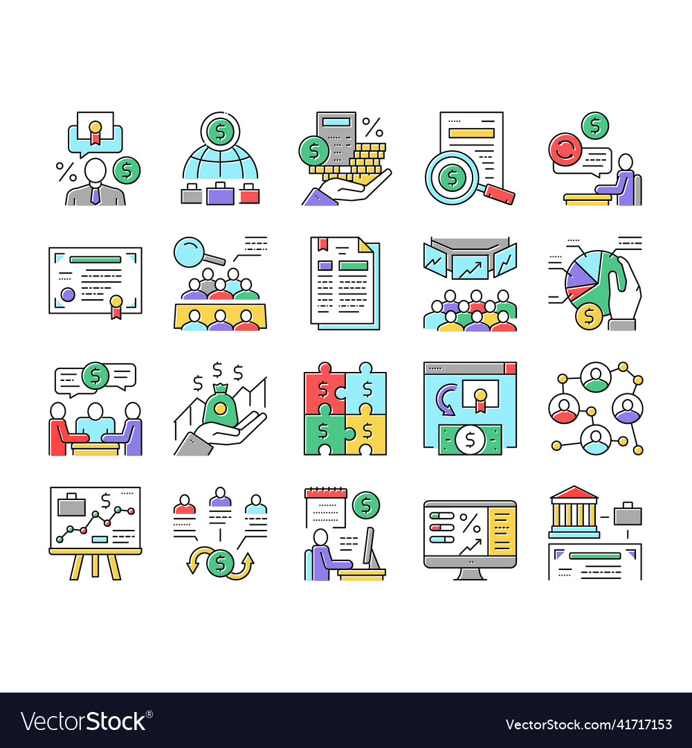 Stakeholder business collection icons set