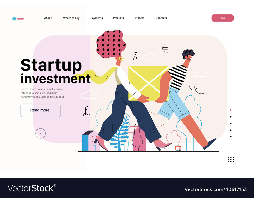 Startup website landing template vector image Startup website landing template