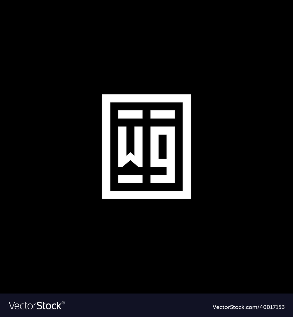 Wg initial logo with square rectangular shape vector image Wg initial logo with square rectangular shape