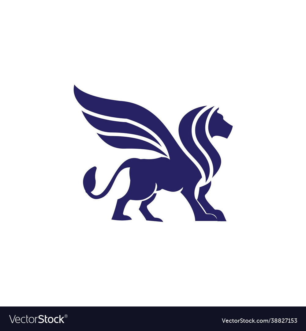 Winged lion line logo Vector Image Winged lion line logo