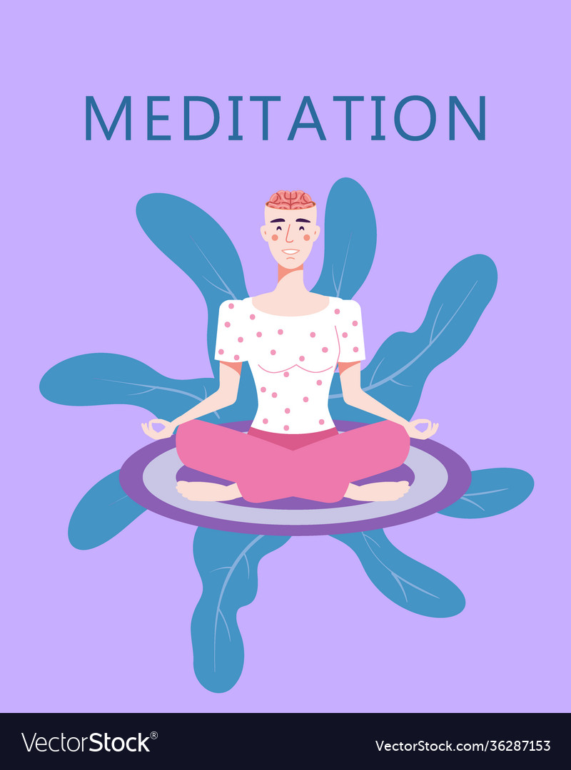 Woman meditation in yoga pose open brain relax Vector Image