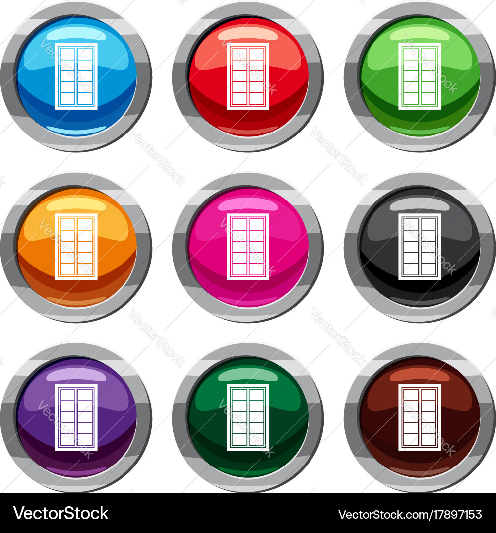 Wooden latticed window set 9 collection Royalty Free Vector