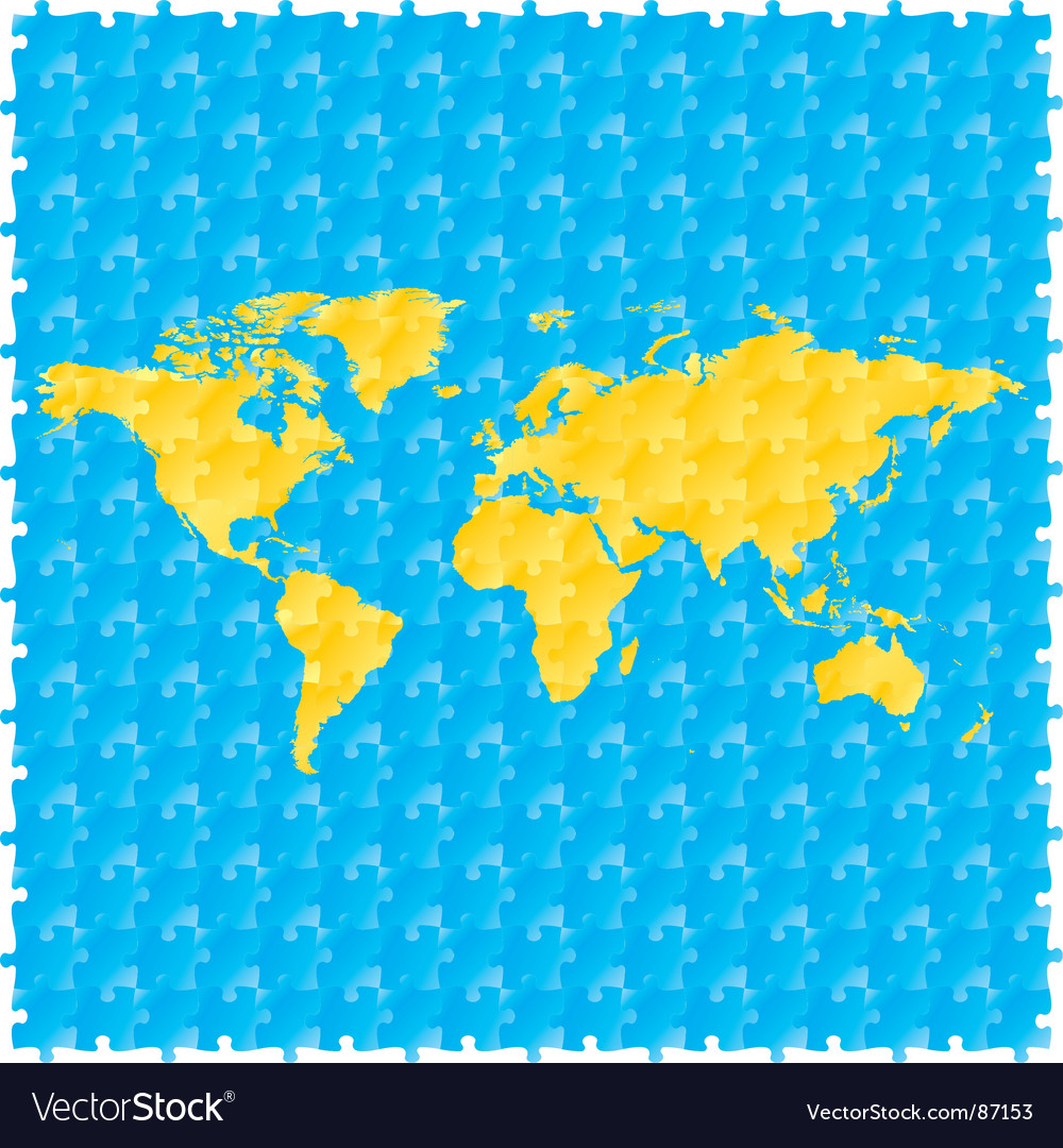 World maps with puzzle pattern