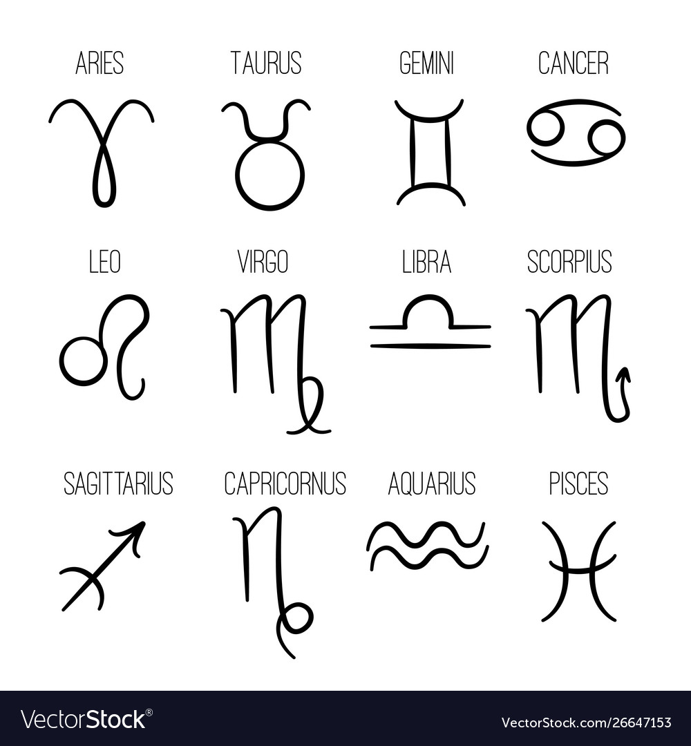 Download Zodiac signs astrological hand drawn horoscope Vector Image