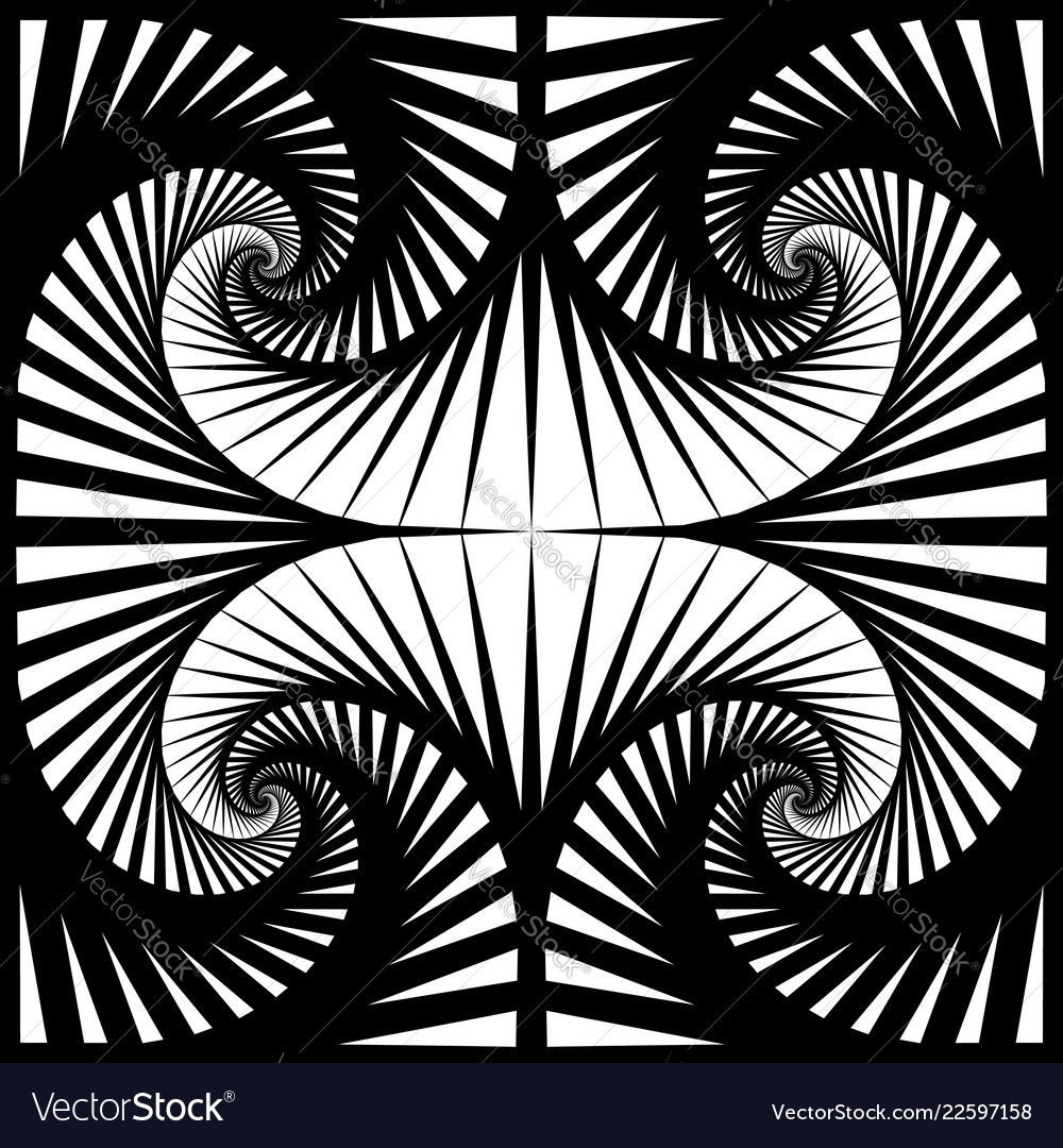Abstract pattern with mirrored tiles of rotating