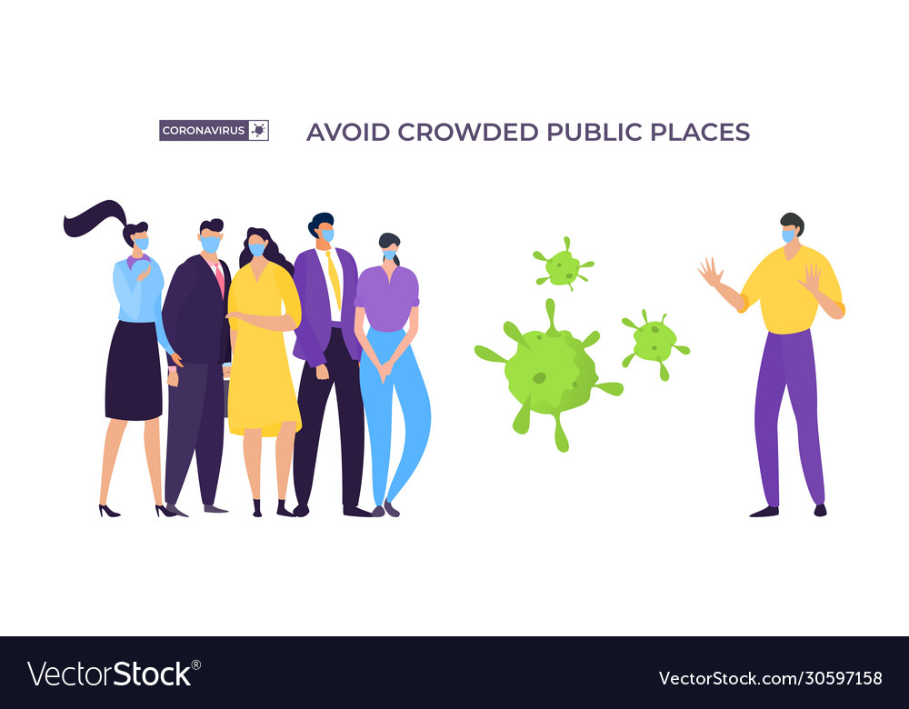 Avoid crowded place banner coronavirus protection Vector Image