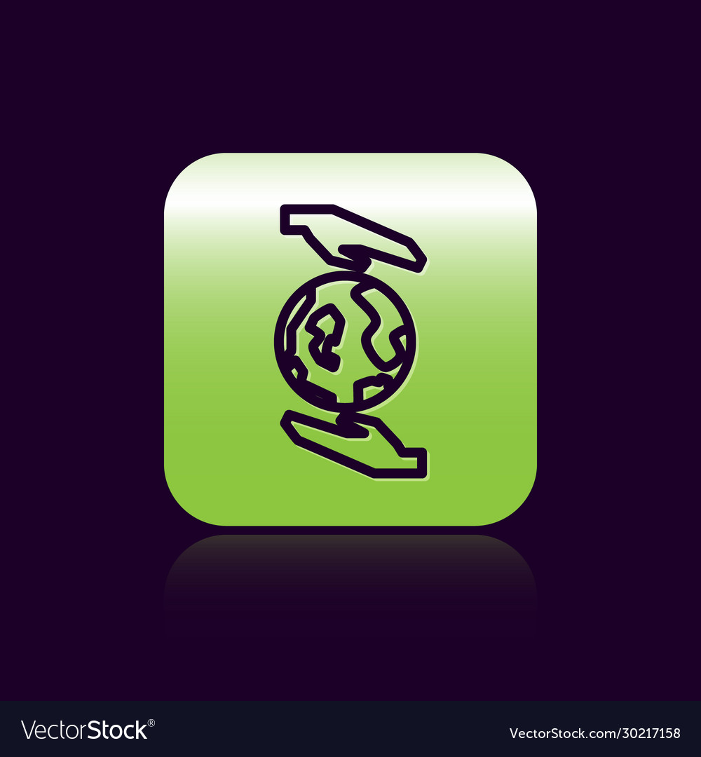 Schwarze Linie menschliche Hände halten Erdkugel Symbol vector image Schwarze Linie menschliche Hände halten Erdkugel Symbol