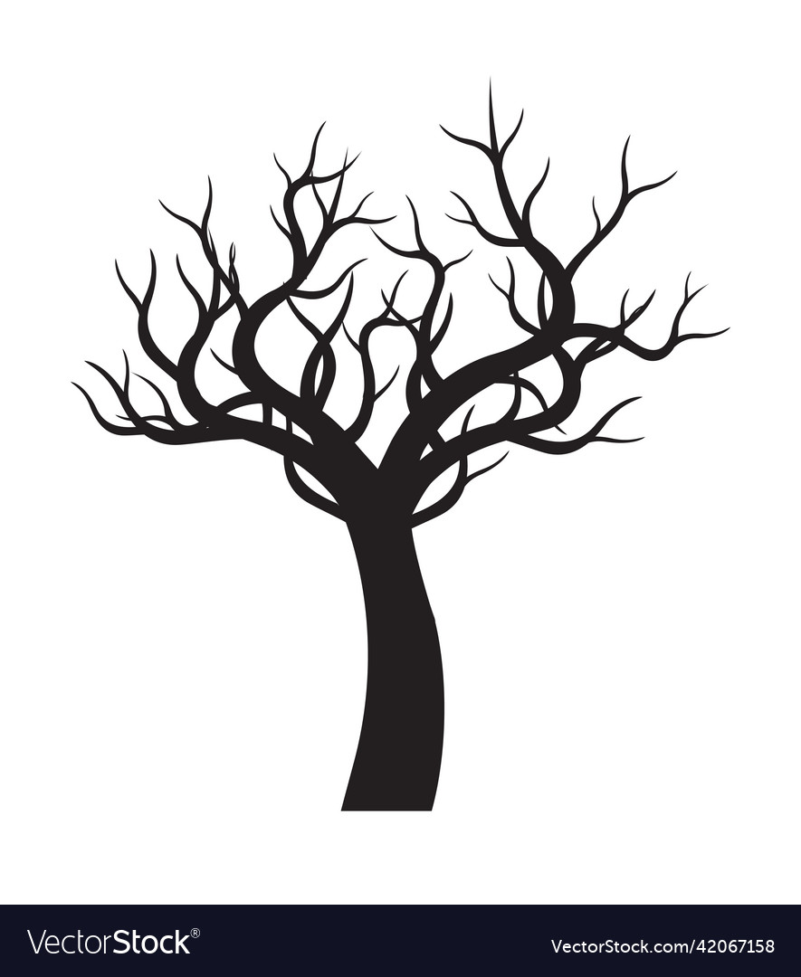 Black tree outline plant in garden Royalty Free Vector Image