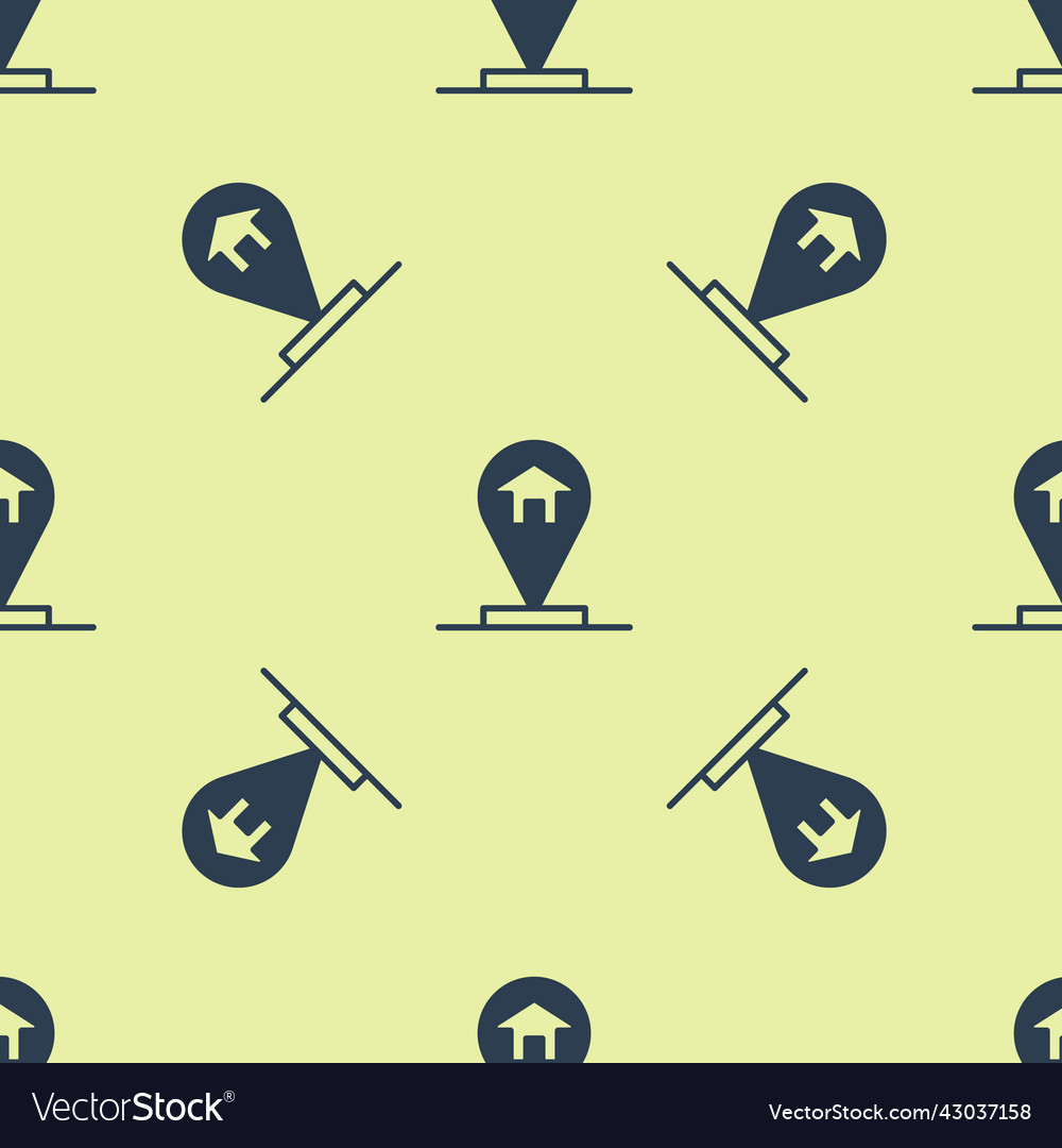 Blue map pointer with house icon isolated seamless vector image Blue map pointer with house icon isolated seamless