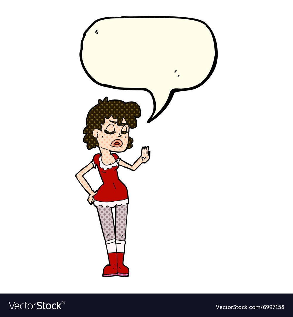 Cartoon woman making dismissive gesture