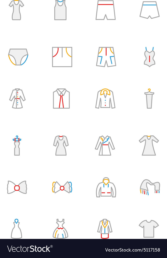 Clothes colored outline icons 3 Royalty Free Vector Image