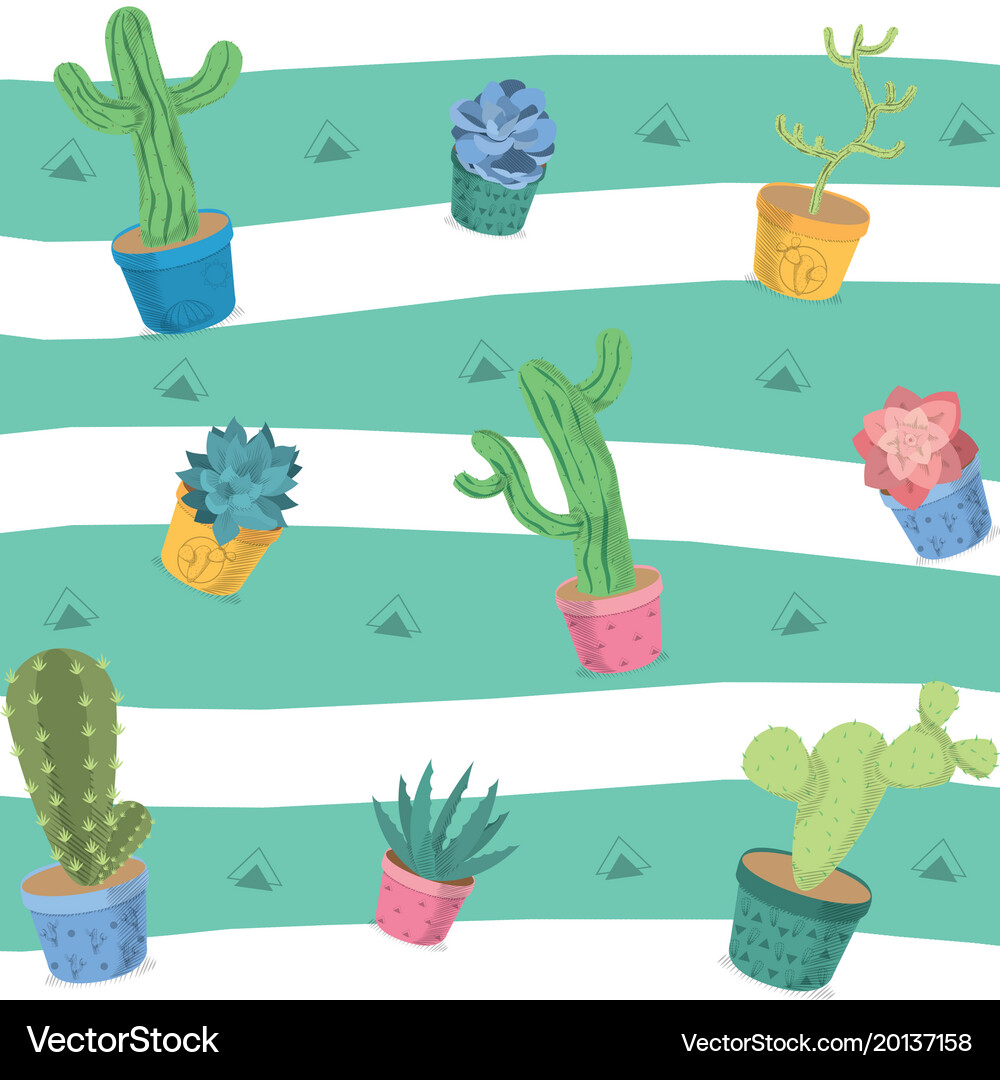 Desert plants pattern background Royalty Free Vector Image
