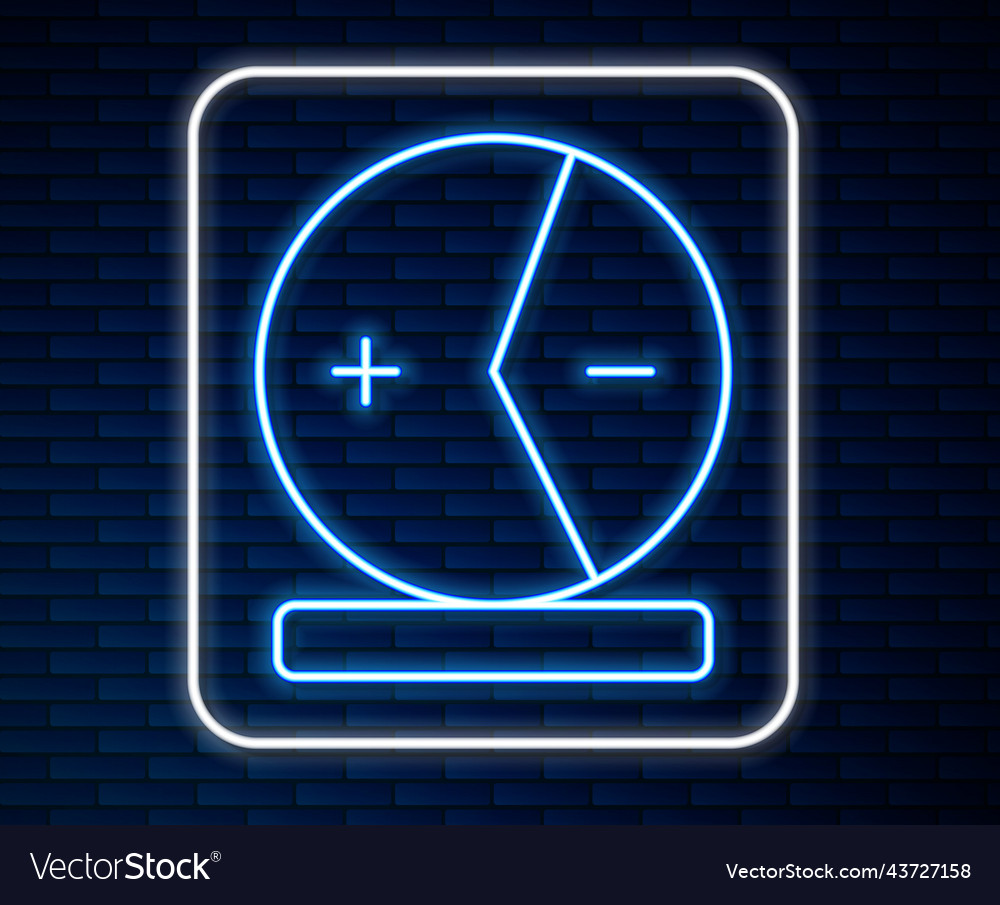 Glowing neon line atom icon isolated on brick wall