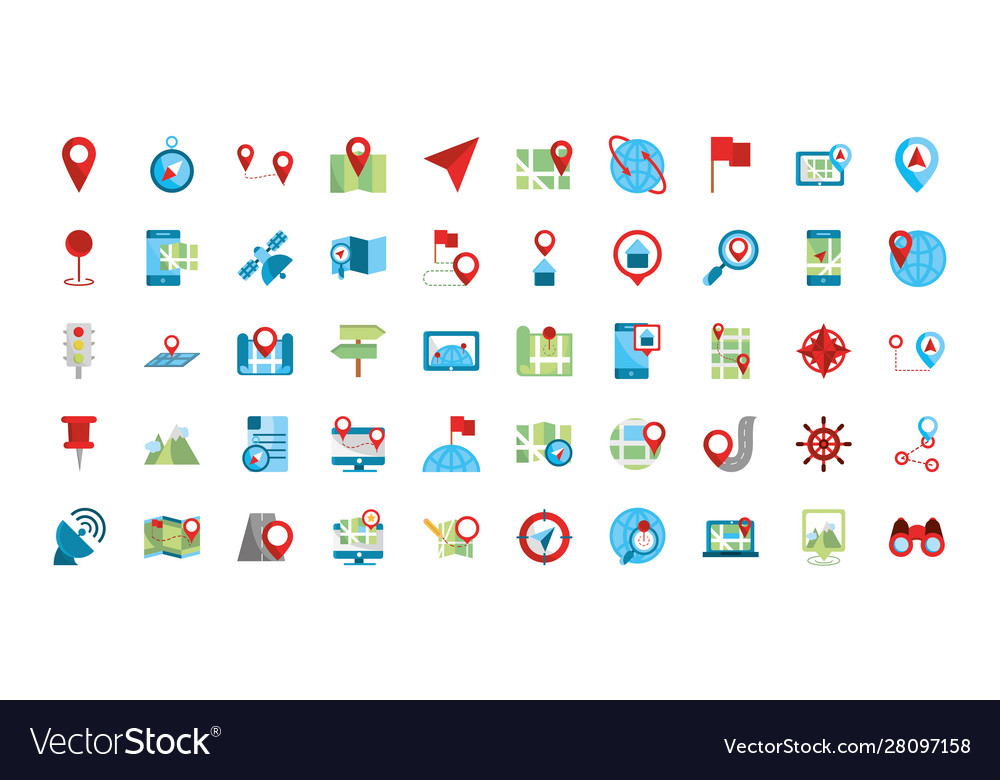 Gps map and navigation icons collection