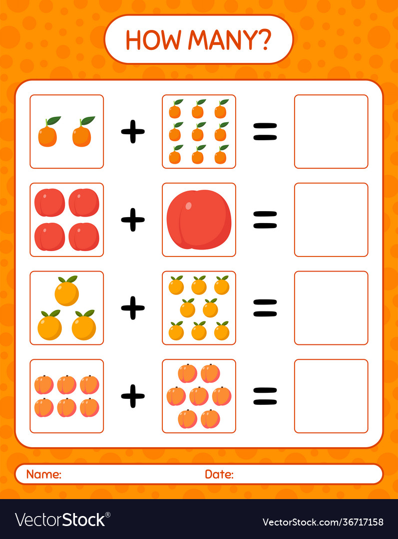 How many counting game with quince imbe peach vector image How many counting game with quince imbe peach
