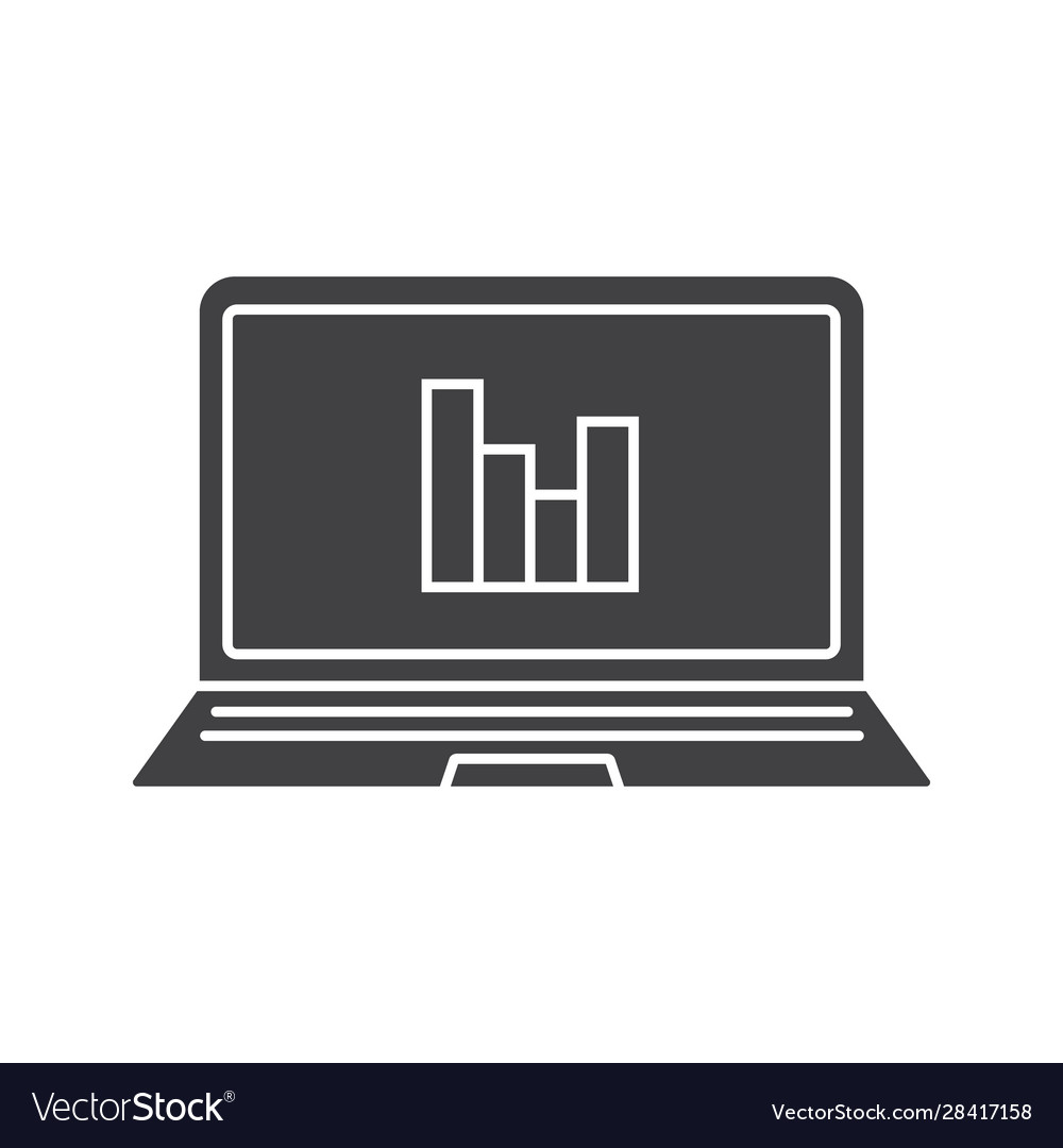 Laptop statistics glyph icon Royalty Free Vector Image