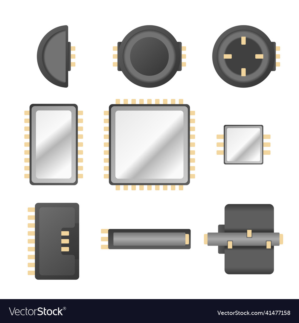 Microelectronics set Vector Image Microelectronics set