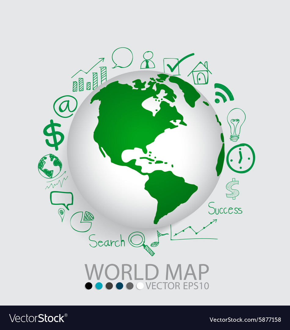 Modern globe with application icon template