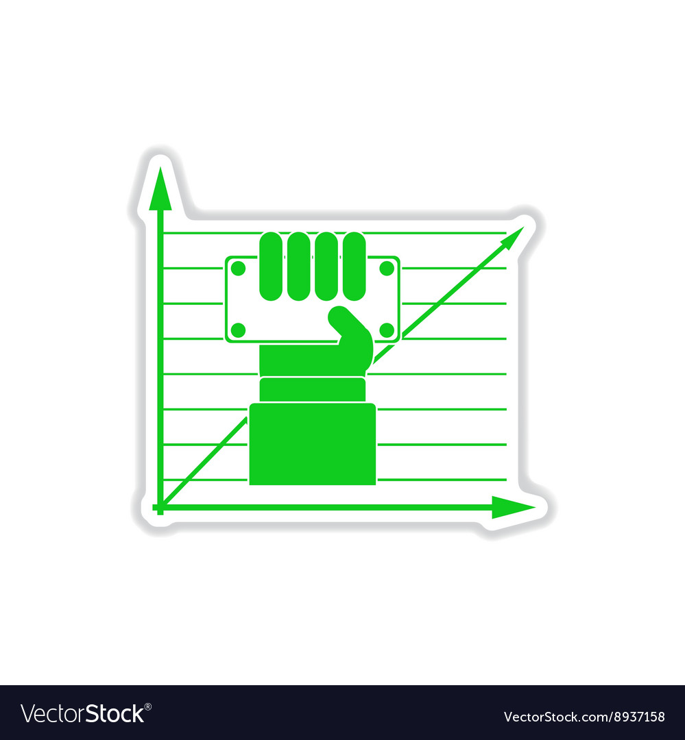 Papier Aufkleber auf weißem Hintergrund Finanzgraph