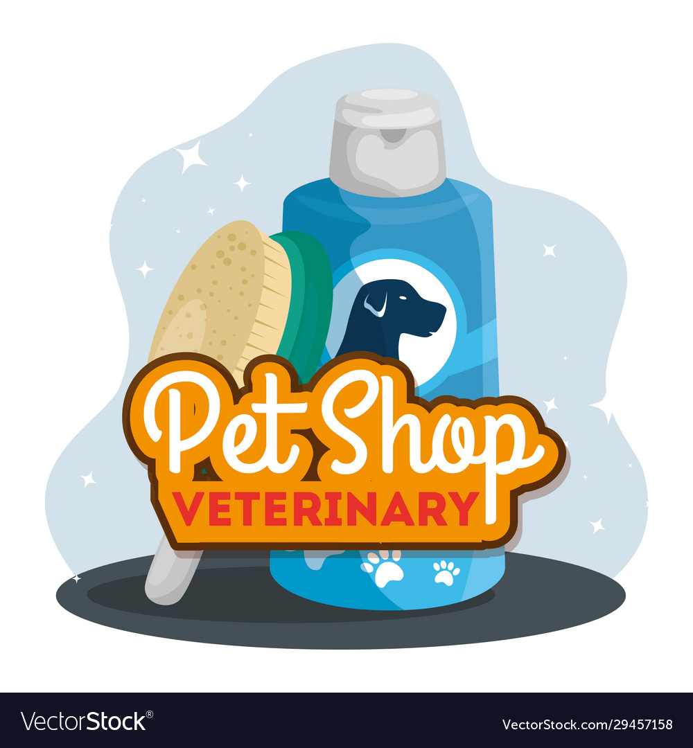 Tierarzt mit Pinsel und Pflegeflasche vector image Tierarzt mit Pinsel und Pflegeflasche