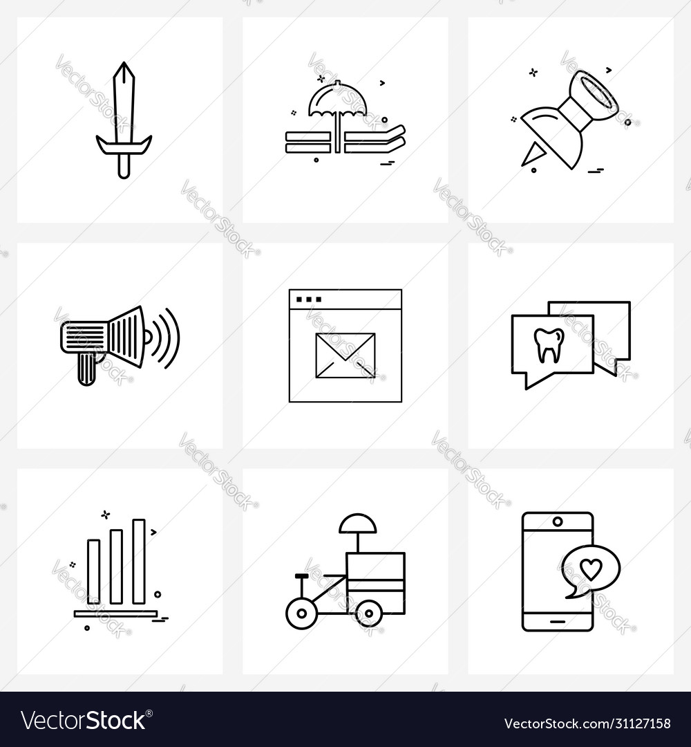 Set 9 modern line icons programming email