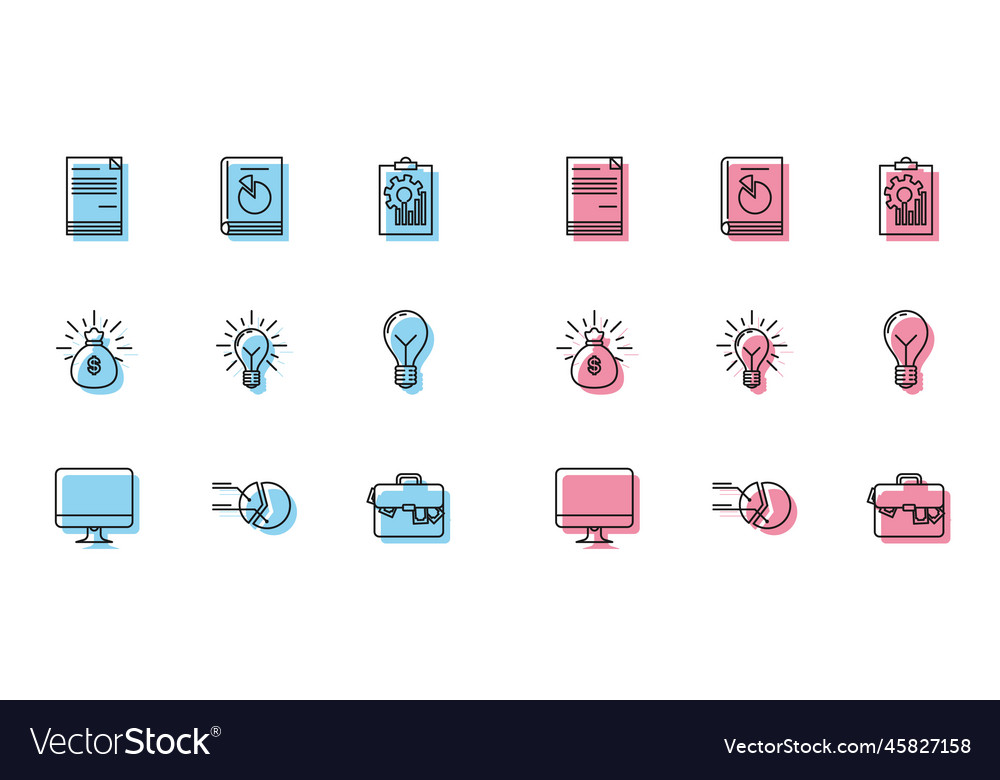 Set line computer monitor screen pie chart vector image Set line computer monitor screen pie chart