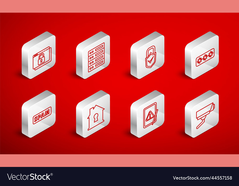 Set line security camera server data web vector image Set line security camera server data web