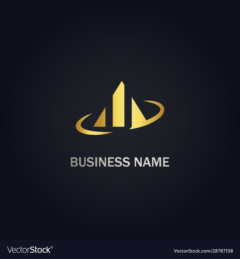 Triangle shape business company gold logo