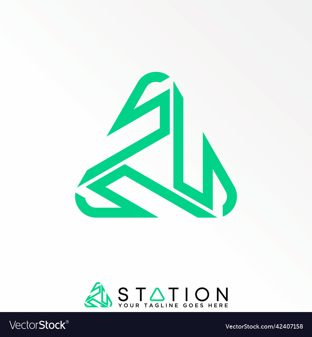 Unique letter three s line font in triangle around